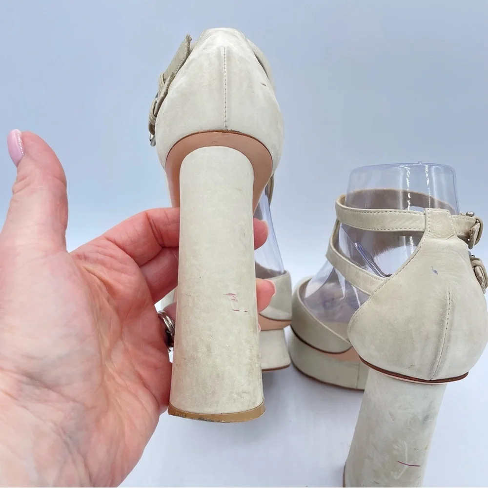 Gianvito Rossi Platform Sandals 38 Bone
